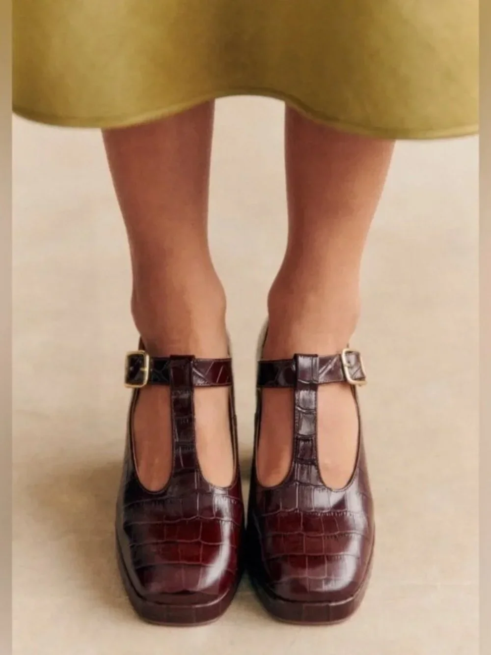 Sezane Monique Babies High Heel in Choco Croco size 39